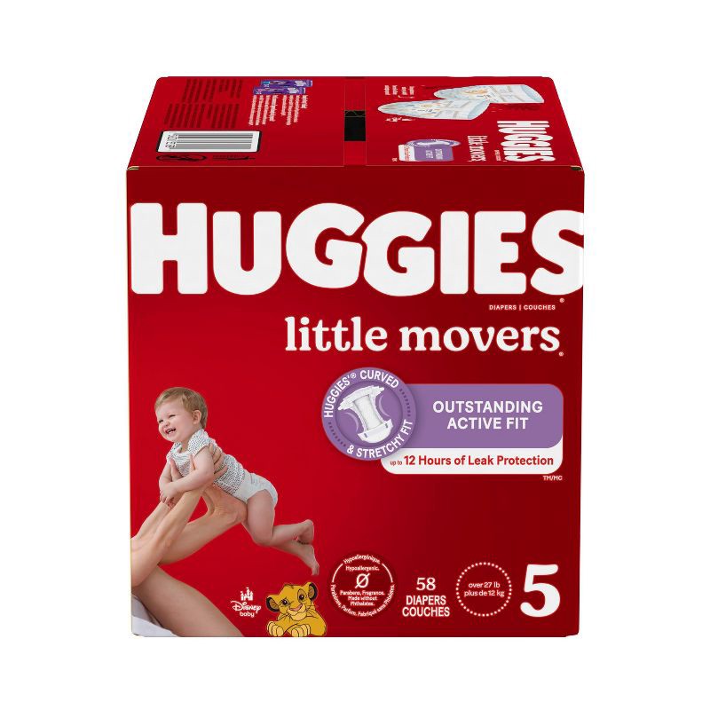 slide 2 of 13, Huggies Little Movers Diapers - Size 5 - 58ct, 5 x 58 ct