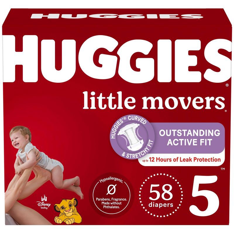 slide 1 of 13, Huggies Little Movers Baby Disposable Diapers - Size 5 - 58ct, 58 ct