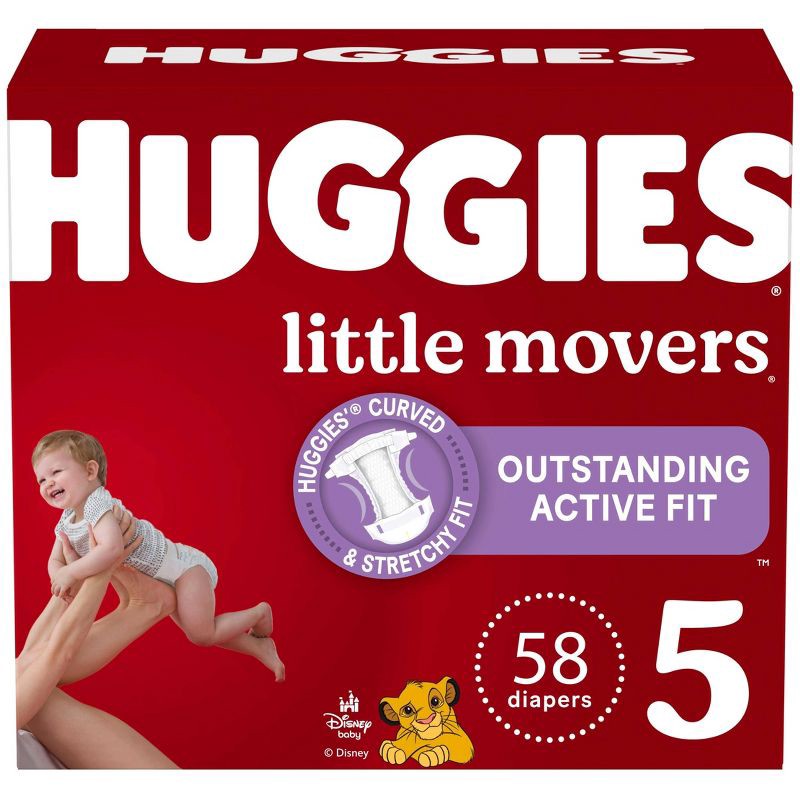 slide 1 of 9, Huggies Little Movers Diapers - Size 5 - 58ct, 5 x 58 ct