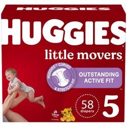 Huggies Little Movers Active Fit Diapers - Size 5 - 58ct