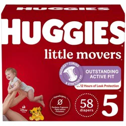 Huggies Little Movers Active Fit Diapers - Size 5 - 58ct