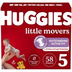 Huggies Little Movers Active Fit Diapers - Size 5 - 58ct