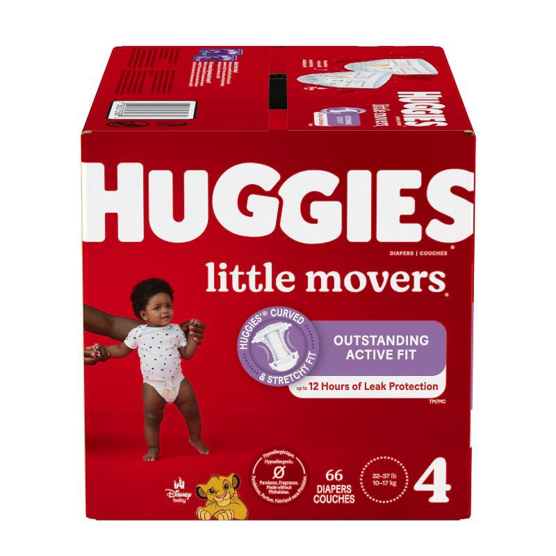 slide 2 of 12, Huggies Little Movers Diapers - Size 4 - 66ct, 4 x 66 ct