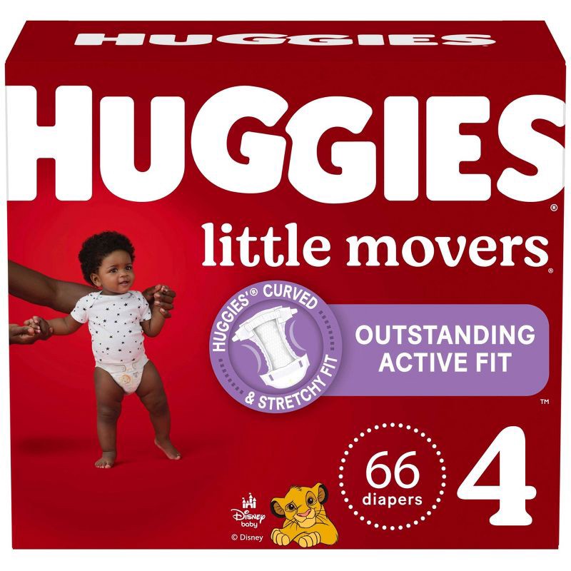 slide 1 of 12, Huggies Little Movers Diapers - Size 4 - 66ct, 4 x 66 ct