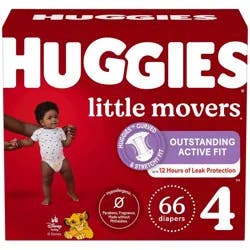 Huggies Little Movers Active Fit Diapers - Size 4 - 66ct