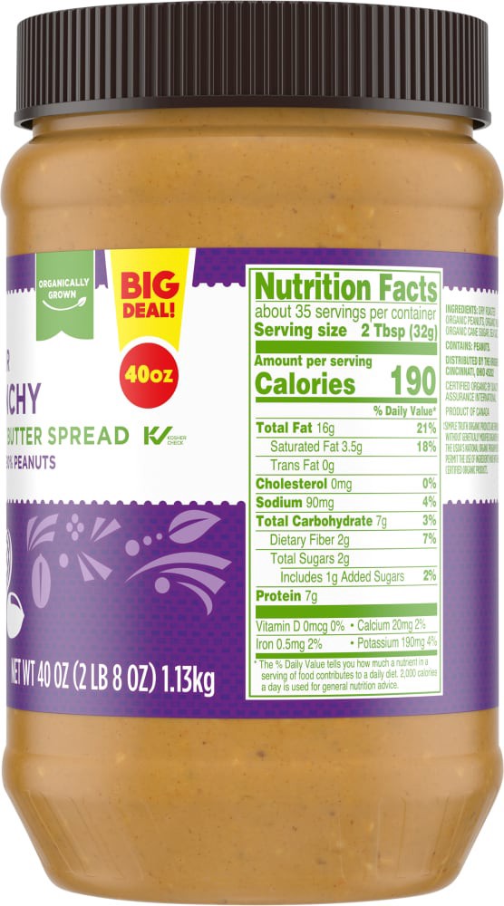 slide 4 of 4, Simple Turth Organic Crunchy Peanut Butter, 40 oz