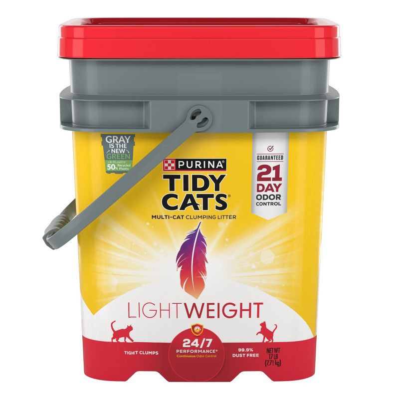 slide 1 of 9, Purina Tidy Cats Lightweight 24/7 Performance Low Dust Clumping Scoop Scented Cat & Kitty Litter for Multiple Cats - 17lbs, 17 lb