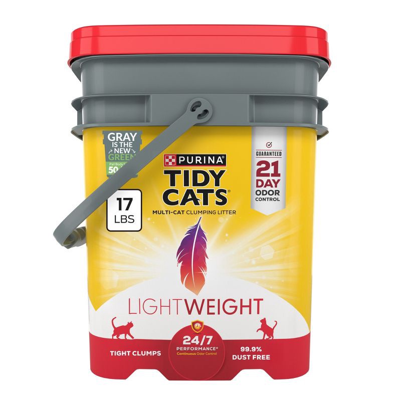 slide 1 of 10, Purina Tidy Cats Lightweight 24/7 Performance: Low Dust Clumping Cat & Kitty Litter, Scented, Clay Based, Multi-Pet Use - 17lbs, 17 lb