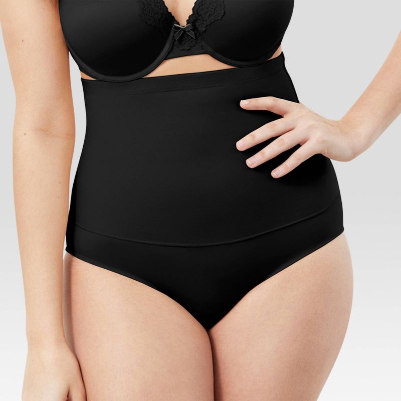 slide 3 of 4, Maidenform Women's Shapewear High Waist Shaping Briefs 290 - BLack M: Medium Control, Firm Compression, Tummy Slimming, 1 ct