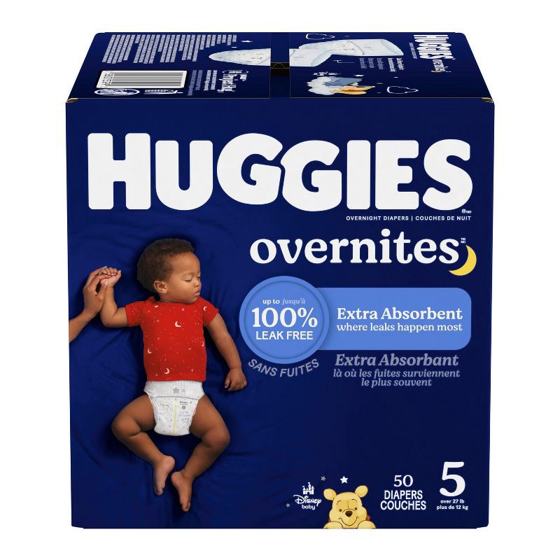slide 9 of 12, Huggies Overnites Nighttime Baby Diapers - Size 5 - 50ct, 5 x 50 ct