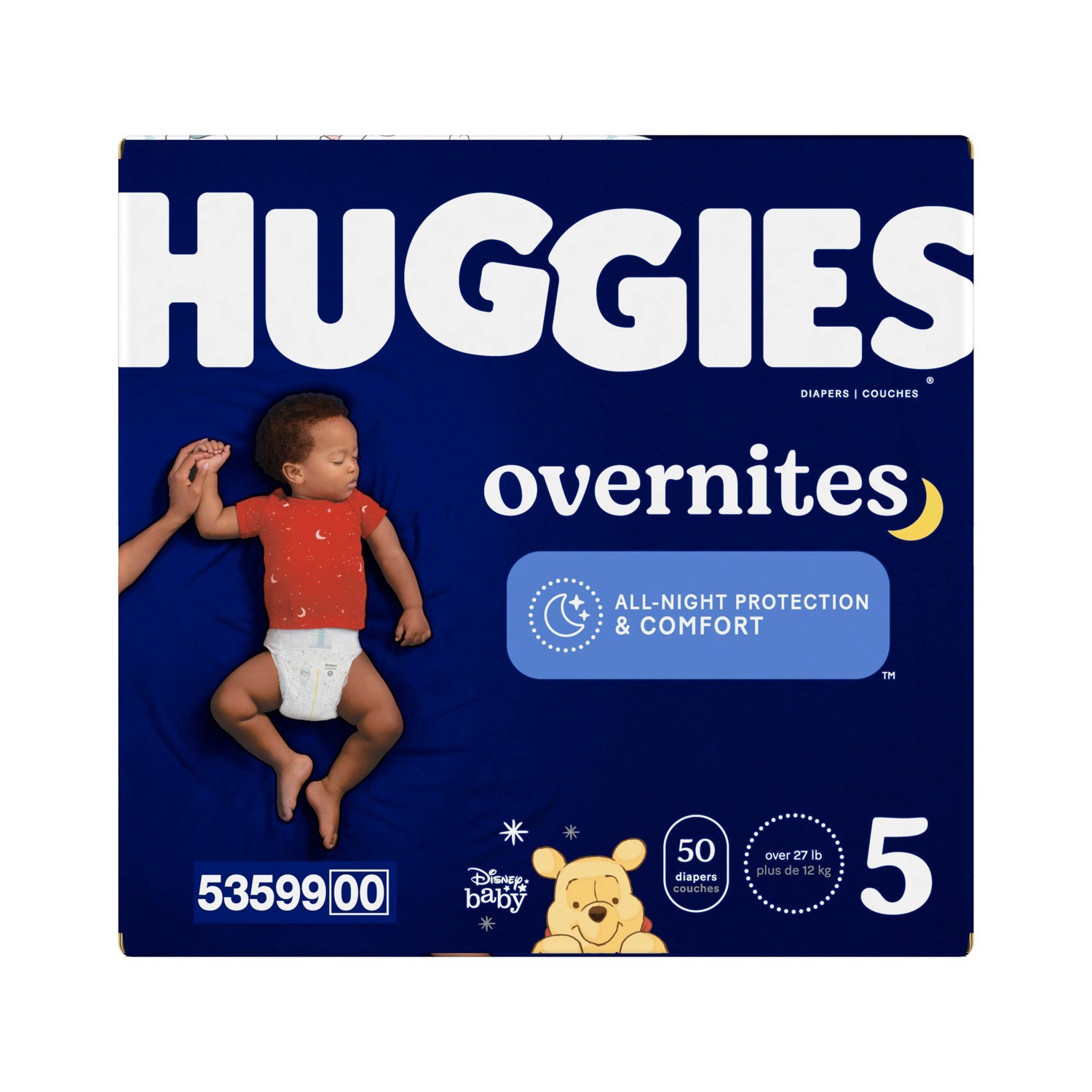 slide 9 of 13, Winnie the Pooh Huggies Disposable Overnight Diapers - Size 5 - 50ct, 50 ct
