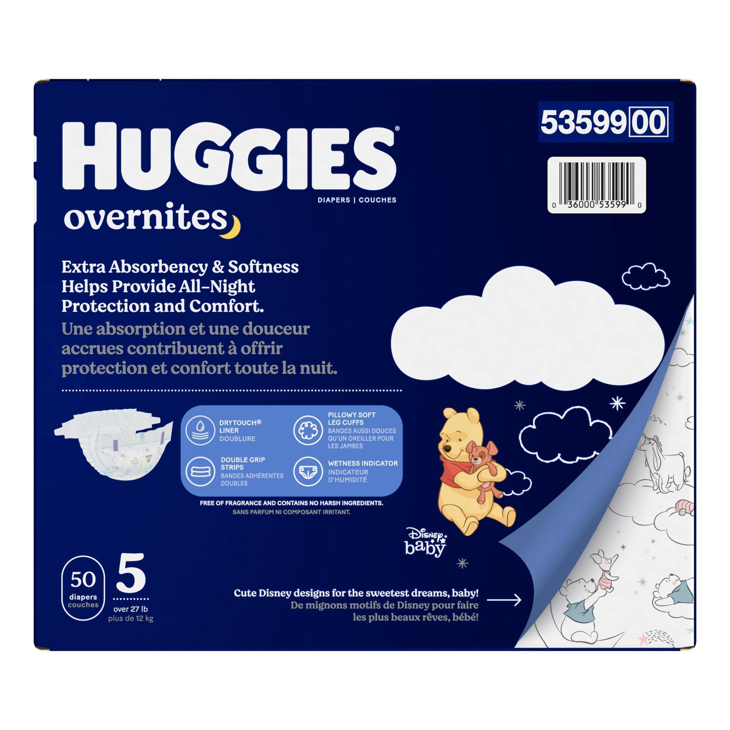 slide 11 of 13, Winnie the Pooh Huggies Disposable Overnight Diapers - Size 5 - 50ct, 50 ct
