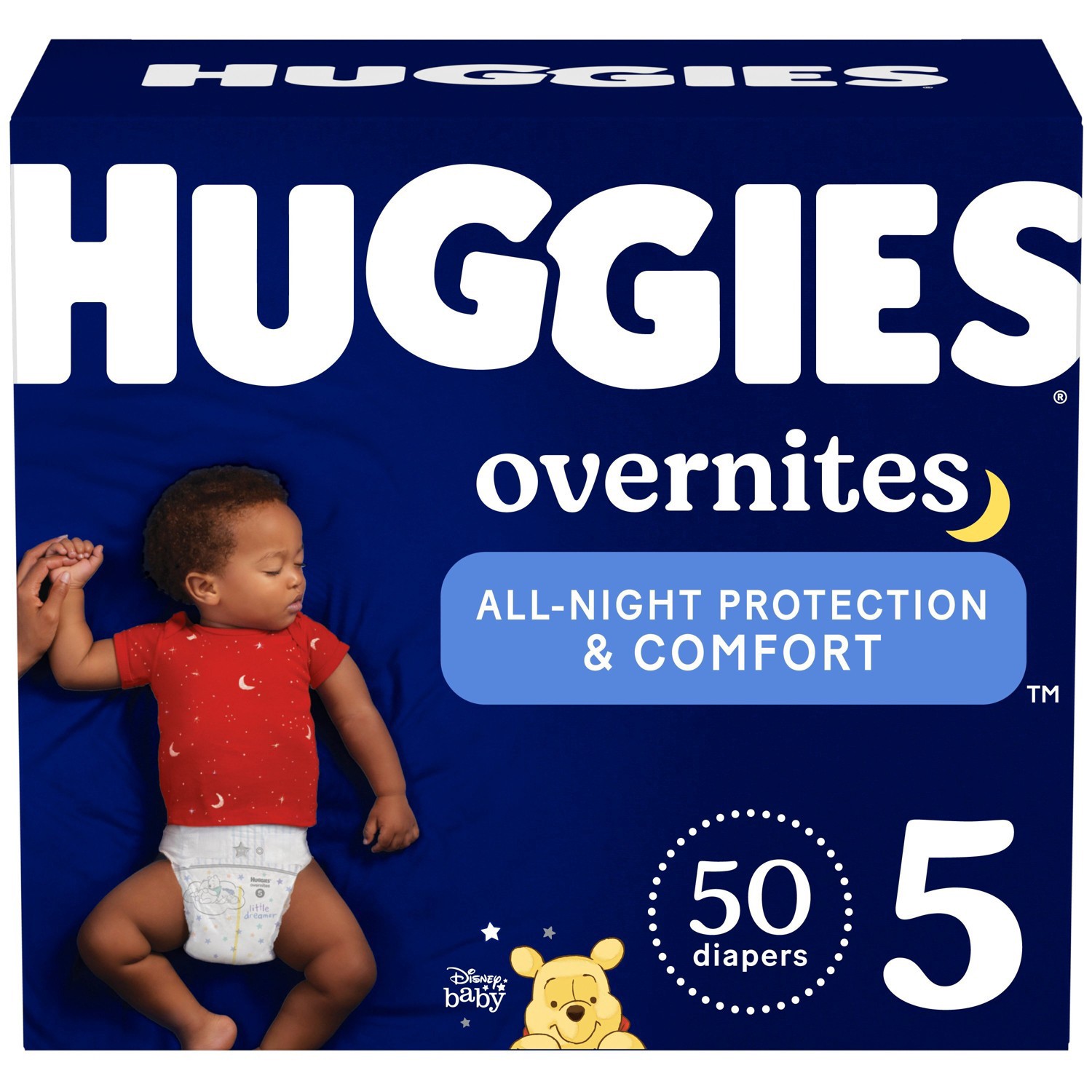 slide 1 of 13, Winnie the Pooh Huggies Disposable Overnight Diapers - Size 5 - 50ct, 50 ct