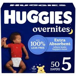 Huggies Overnites Nighttime Baby Diapers - Size 5 - 50ct