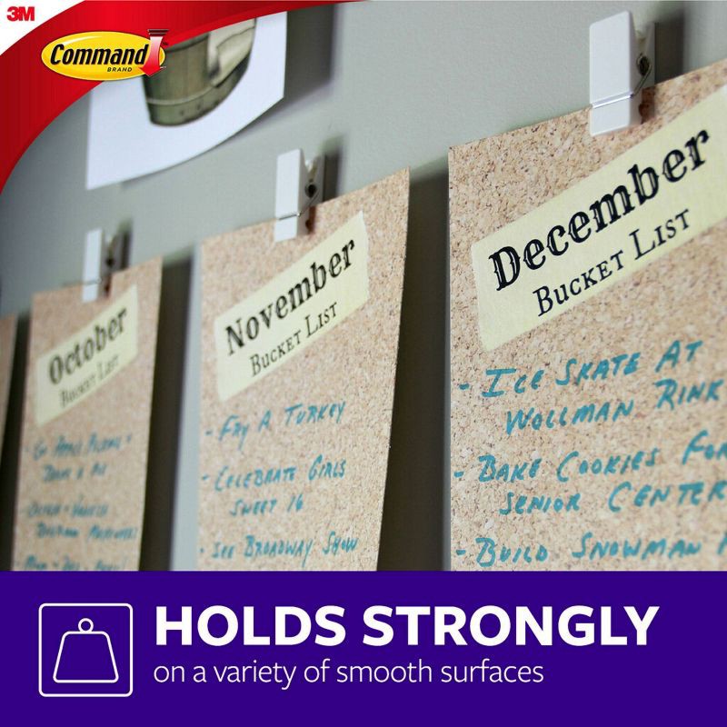 slide 5 of 11, Command Damage-Free Hanging White Spring 8 Clips and 12 Strips, 8 ct, 0.25 lb