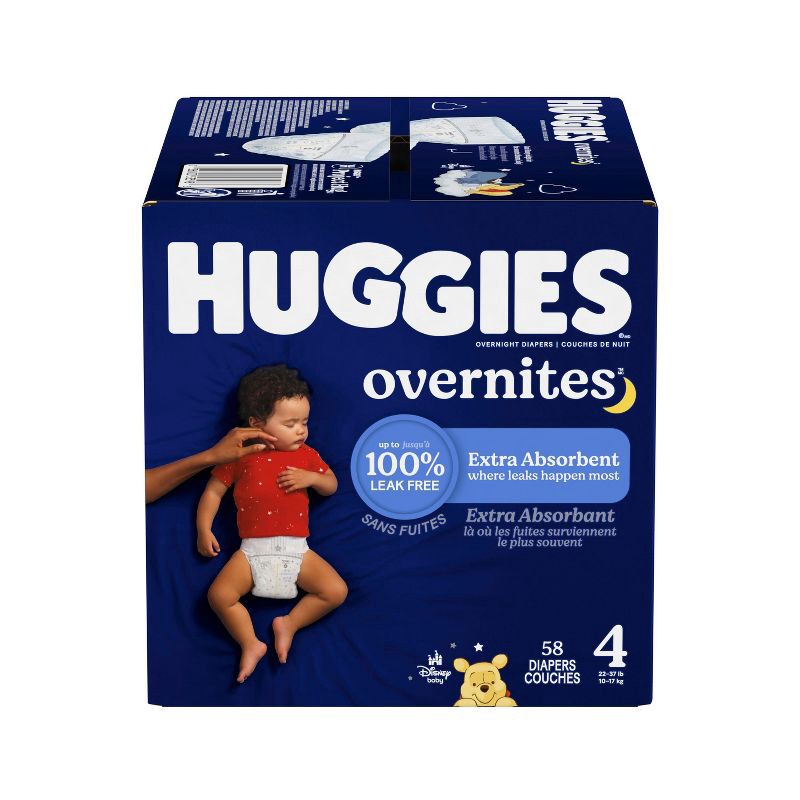 slide 11 of 12, Huggies Overnites Disposable Diapers - Size 4 - 58ct, 58 ct