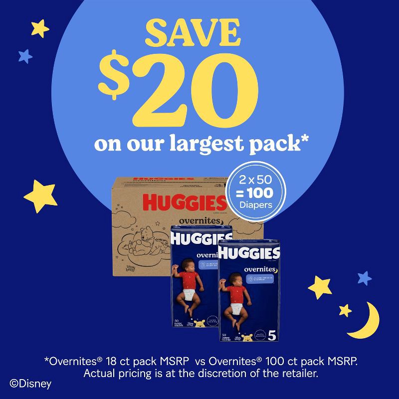 slide 5 of 12, Huggies Overnites Disposable Diapers - Size 4 - 58ct, 58 ct