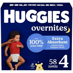 Huggies Overnites Nighttime Baby Diapers - Size 4 - 58ct