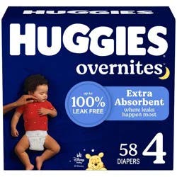 Huggies Overnites Nighttime Baby Diapers - Size 4 - 58ct