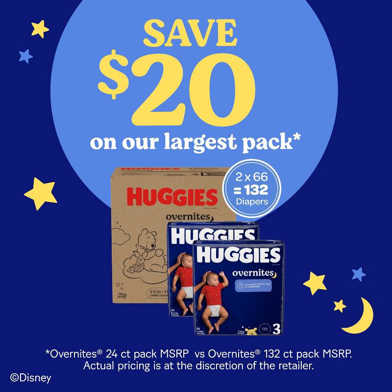 slide 5 of 12, Huggies Overnites Nighttime Baby Diapers - Size 3 - 66ct, 3 x 66 ct