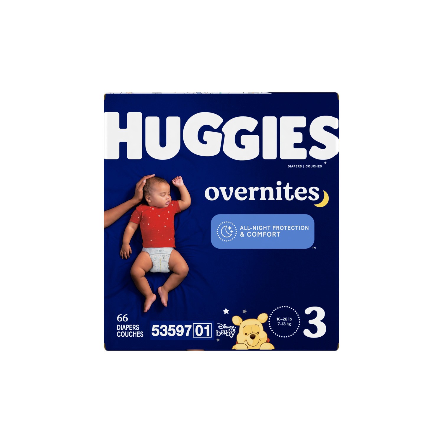 slide 10 of 13, Huggies Disposable Overnight Diapers - Size 3 - 66ct, 66 ct