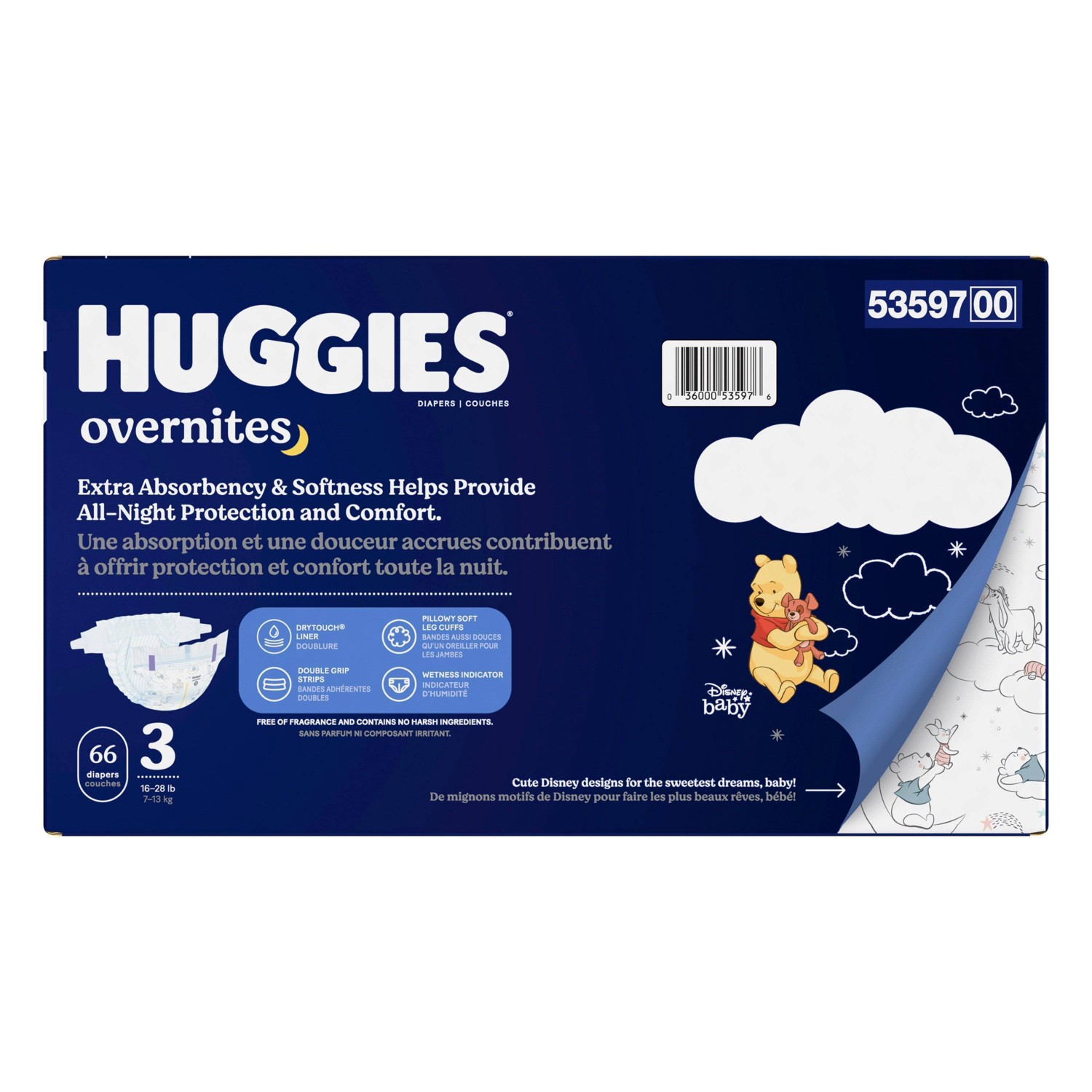 slide 11 of 13, Huggies Disposable Overnight Diapers - Size 3 - 66ct, 66 ct