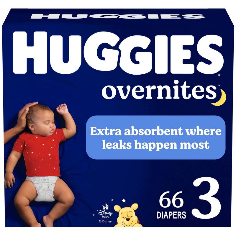 slide 1 of 12, Huggies Overnites Nighttime Baby Diapers - Size 3 - 66ct, 3 x 66 ct