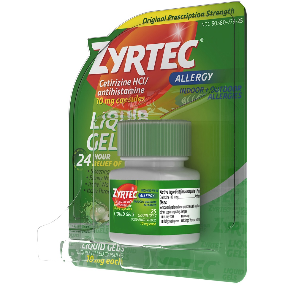 slide 3 of 6, Zyrtec 24 Hour Allergy Relief Capsules - Cetirizine HCl - 25ct, 25 ct