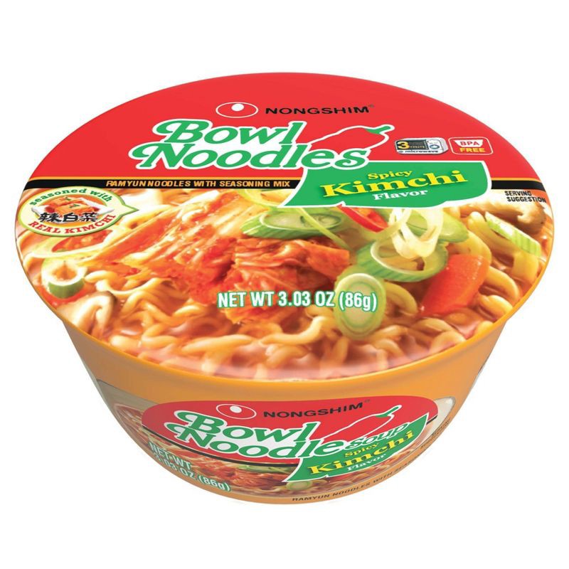 slide 1 of 5, Nongshim Bowl Spicy Kimchi Soup Microwavable Noodle Bowl - 3.03oz, 3.03 oz
