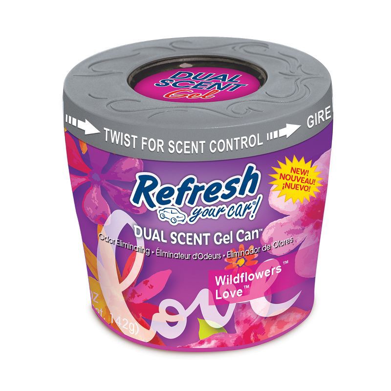 slide 1 of 1, Refresh Your Car 5oz Wildflowers/Love Duel Scent Gel Can, 5 oz