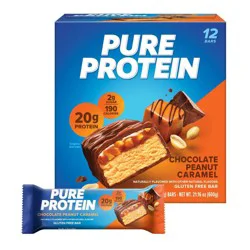 Pure Protein Chocolate Peanut Caramel Whey Protein Isolate Bars - 20g Protein - 12ct
