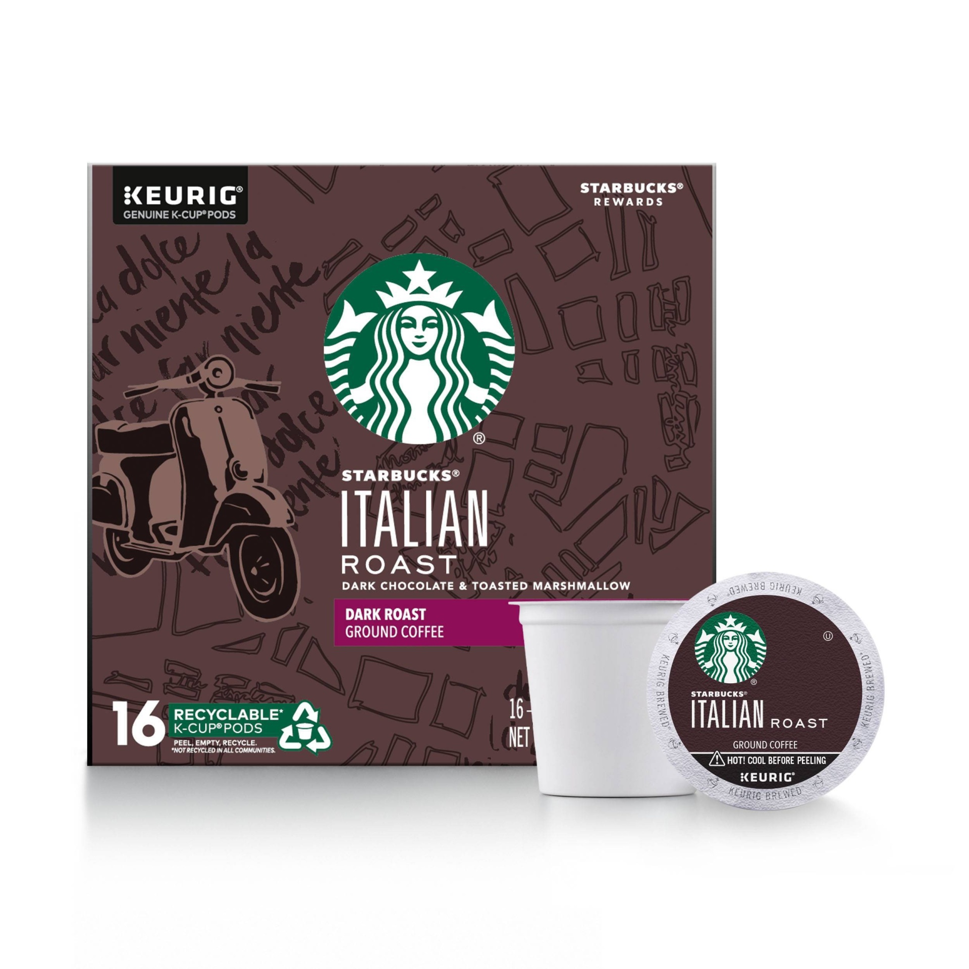 slide 1 of 5, Starbucks Italian Dark Roast Coffee - Keurig K-Cup Pods, 16 ct