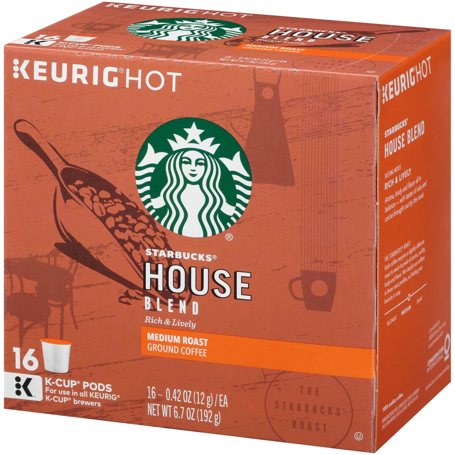 slide 3 of 7, Starbucks House Blend K-Cup Medium Roast, 16 ct