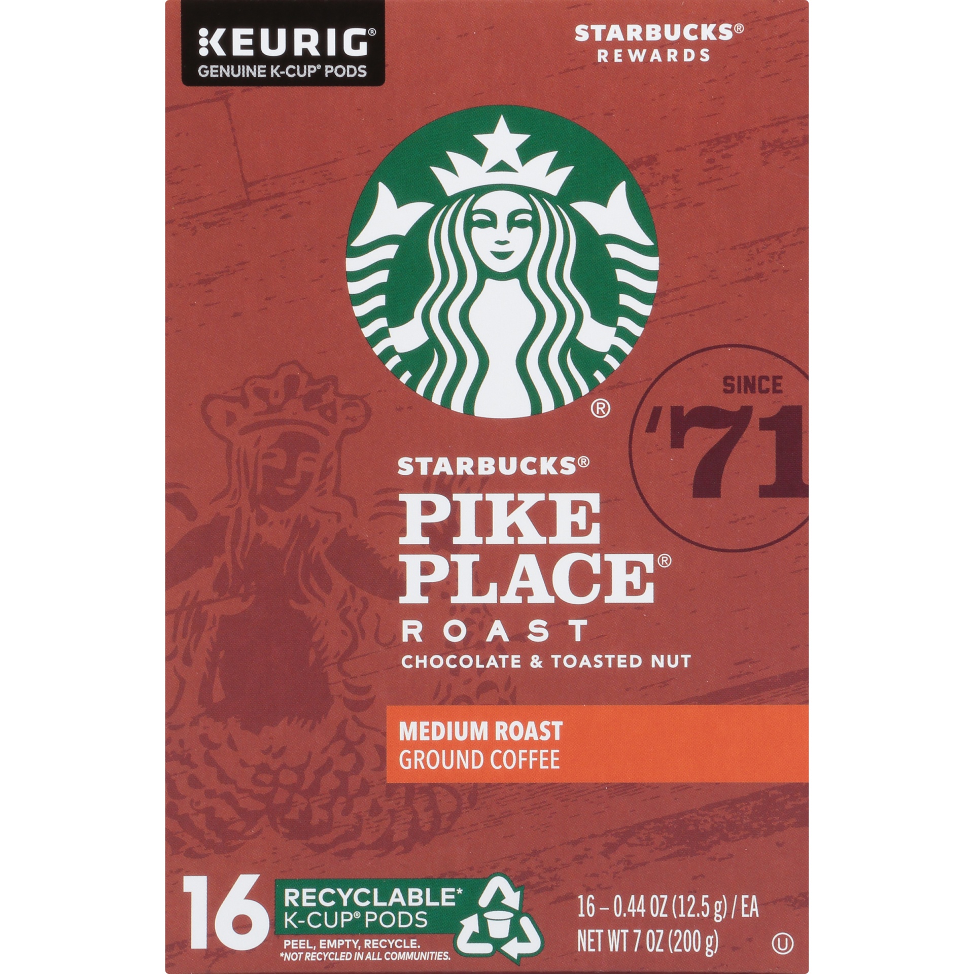 slide 4 of 7, Starbucks Pike Place Roast Medium Ground Coffee K-Cup, 16 ct; 0.44 oz