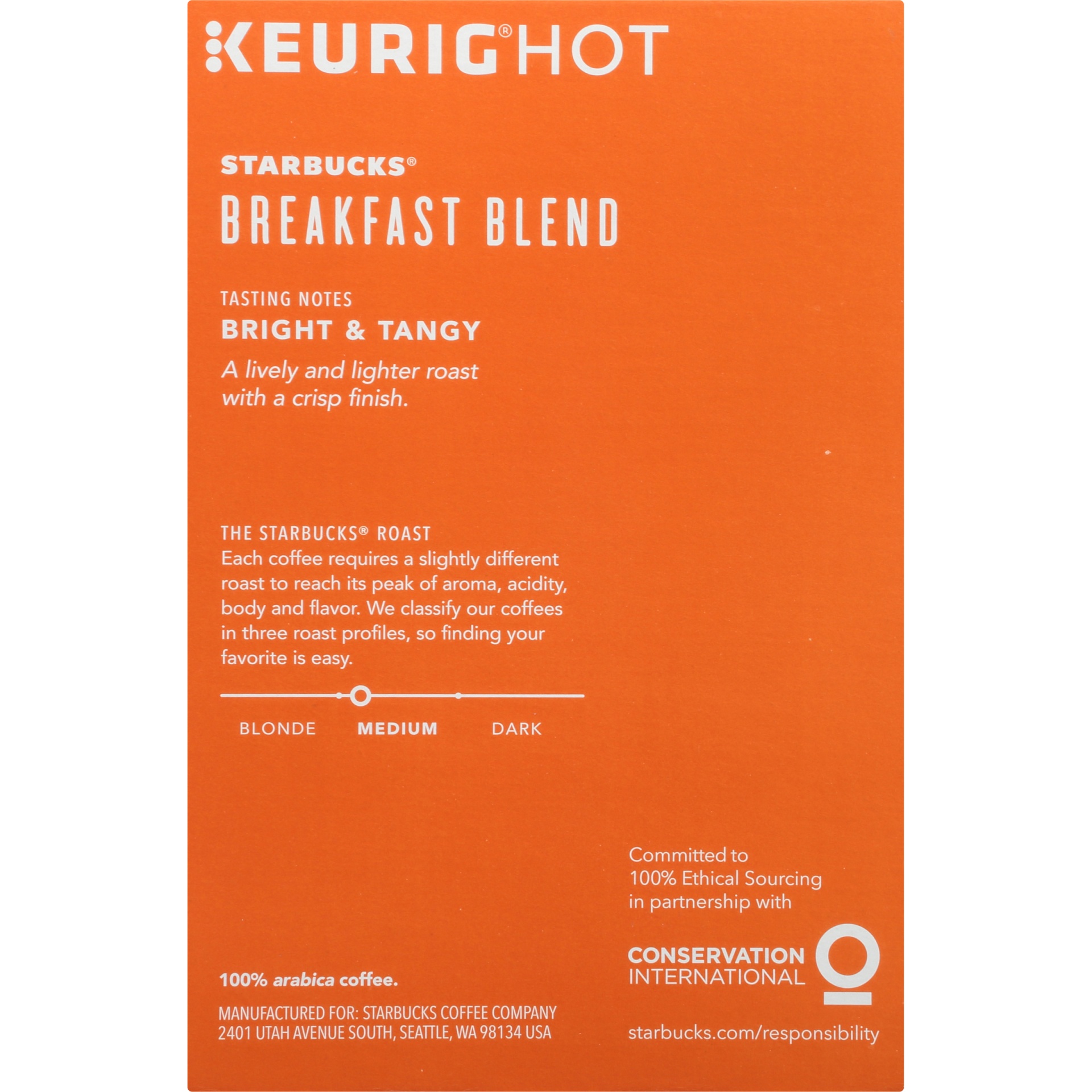 slide 5 of 7, Starbucks Breakfast Blend Medium Roast Coffee K-Cup Pods, 16 ct