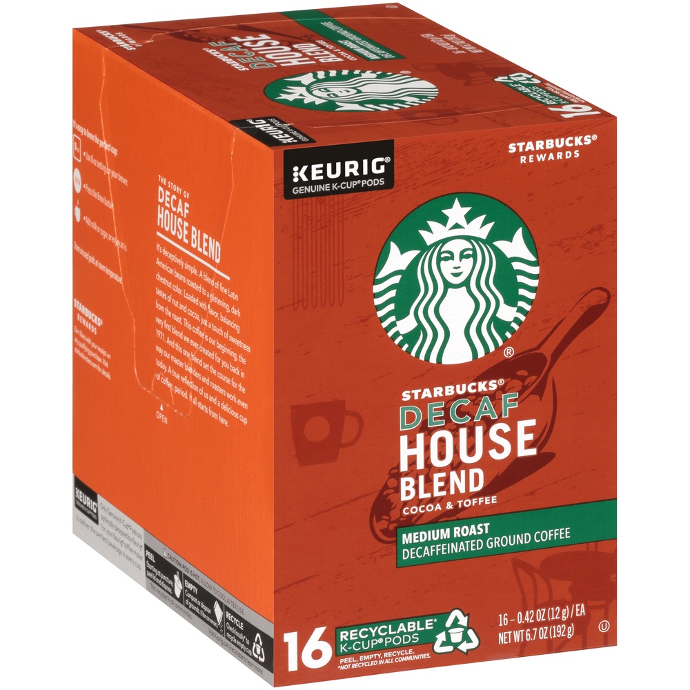 slide 2 of 7, Starbucks House Blend Medium Roast Coffee - Decaf Cup Pods, 16 ct