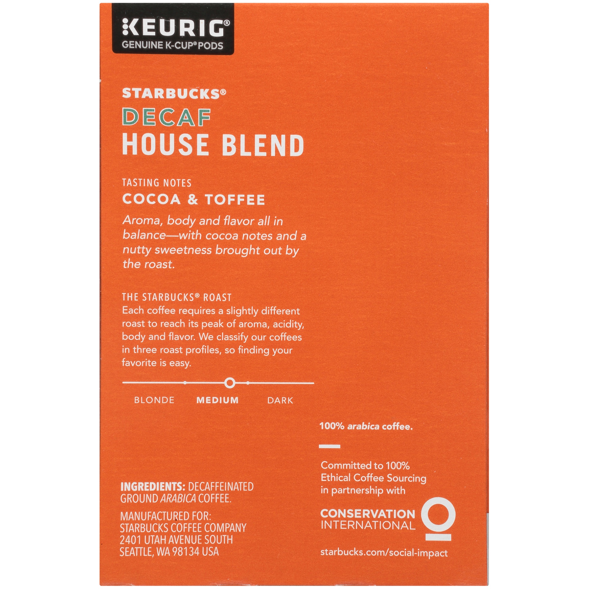 slide 5 of 7, Starbucks House Blend Medium Roast Coffee - Decaf Cup Pods, 16 ct