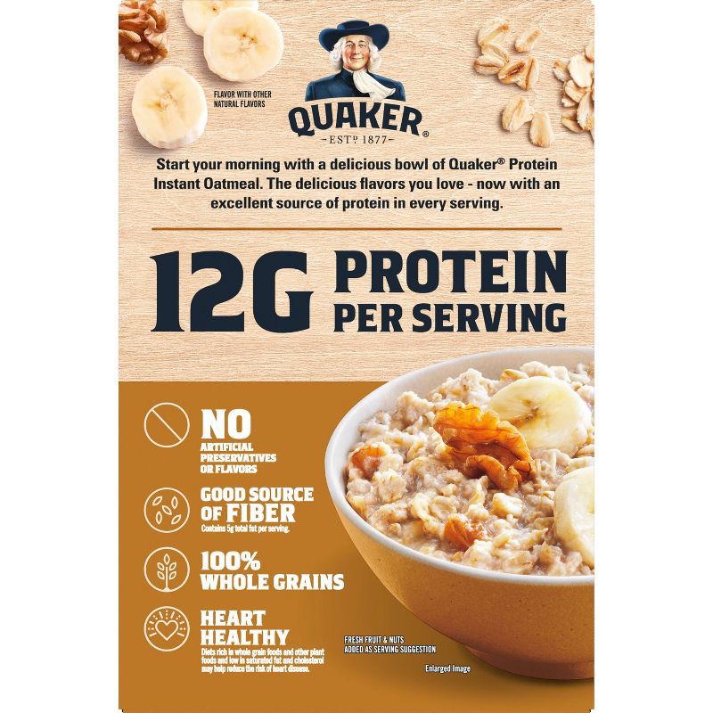slide 3 of 8, Quaker Instant Protein Banana Nut Oatmeal - 6ct / 12.9oz, 6 ct, 12.9 oz