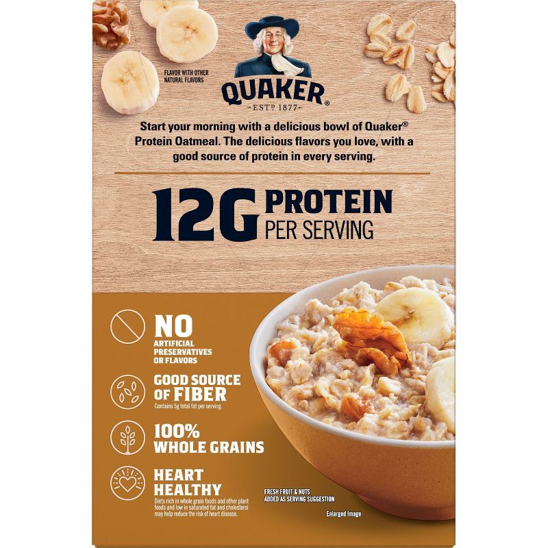 slide 3 of 8, Quaker Instant Protein Banana Nut Oatmeal - 6ct / 12.9oz, 6 ct