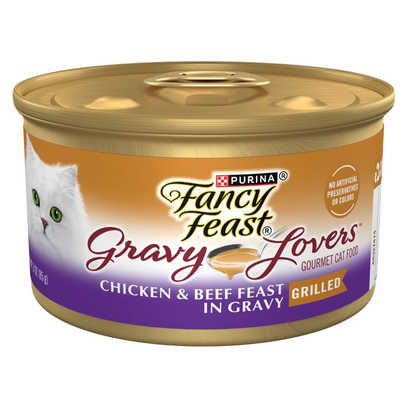 slide 1 of 5, Purina Fancy Feast Gravy Lovers Gourmet Wet Cat Food Chicken & Beef Feast In Grilled Chicken Flavor Gravy - 3oz, 3 oz