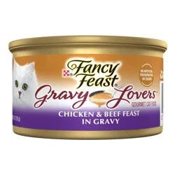 Purina Fancy Feast Gravy Lovers Gourmet Wet Cat Food Chicken & Beef Feast In Grilled Chicken Flavor Gravy - 3oz