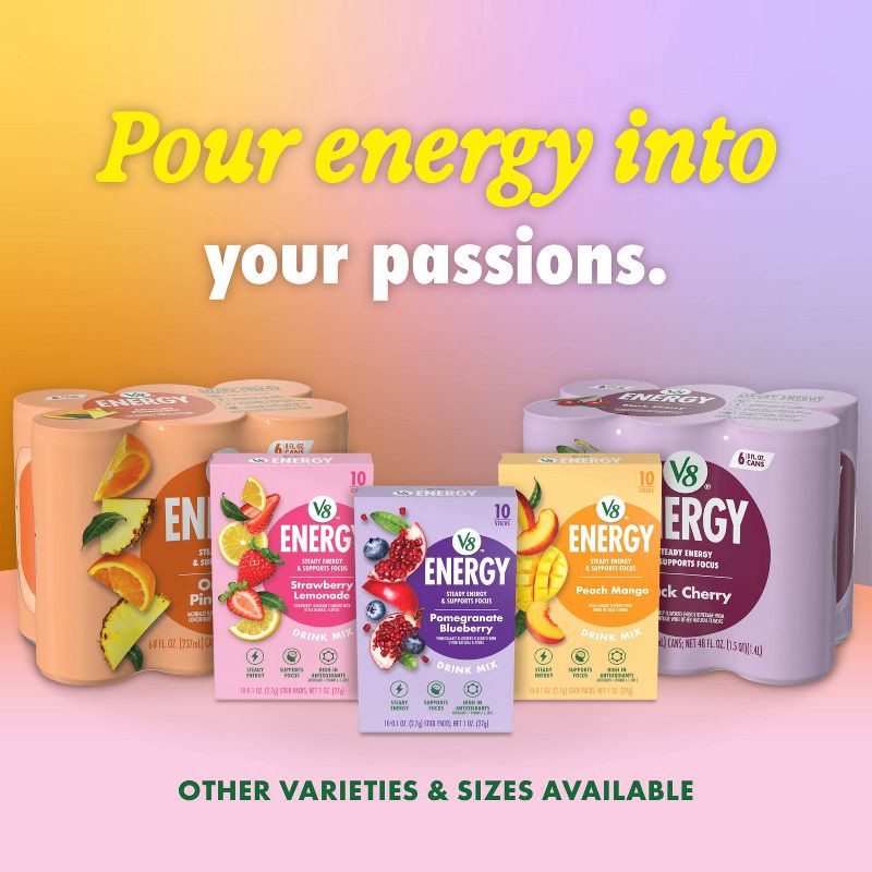 slide 9 of 9, V8 Juice V8 +ENERGY Orange Pineapple Energy Drink - 6pk/8 fl oz Cans, 6 ct; 8 fl oz