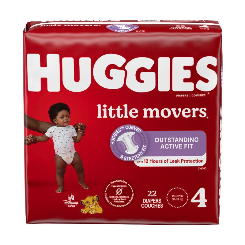 slide 2 of 13, Huggies Little Movers Diapers - Size 4 - 22ct, 4 x 22 ct