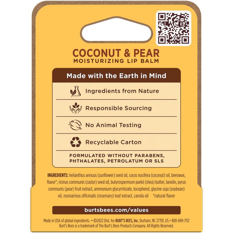 slide 8 of 8, Burt's Bees Coconut and Pear Lip Balm - 0.15oz, 0.15 oz