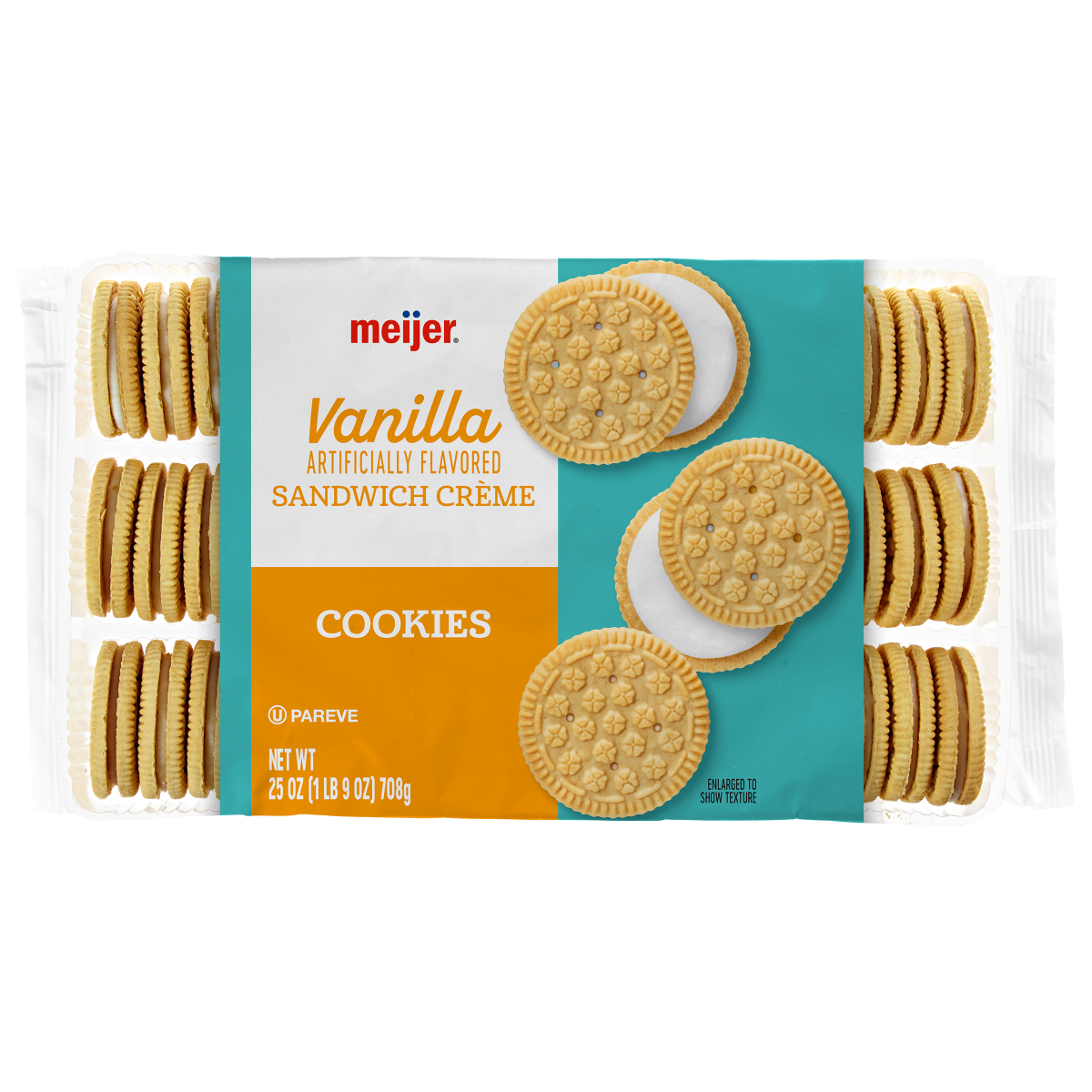 slide 1 of 5, Meijer Sandwich Crme Vanilla Cookies 25, 25 oz