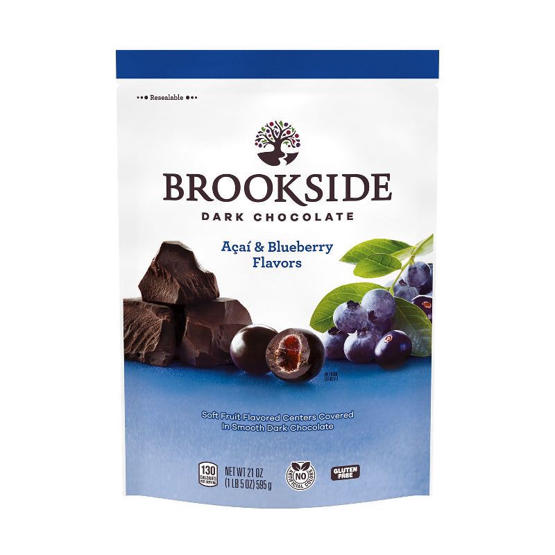 slide 2 of 7, Brookside Dark Chocolate, Acai and Blueberry Flavored Snacking Chocolate Candy - 21oz, 21 oz