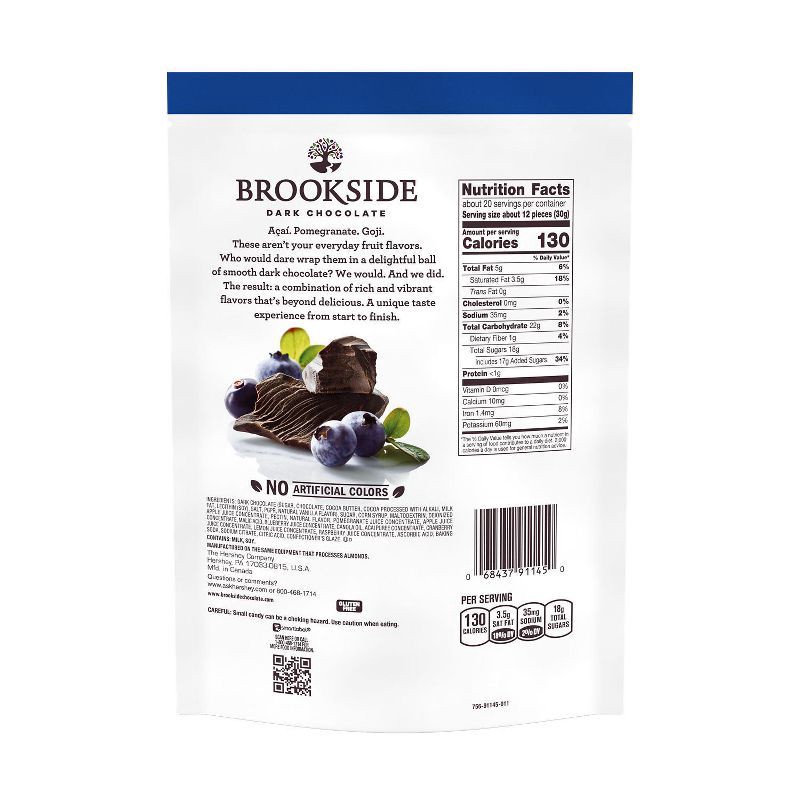 slide 5 of 7, Brookside Dark Chocolate, Acai and Blueberry Flavored Snacking Chocolate Candy - 21oz, 21 oz
