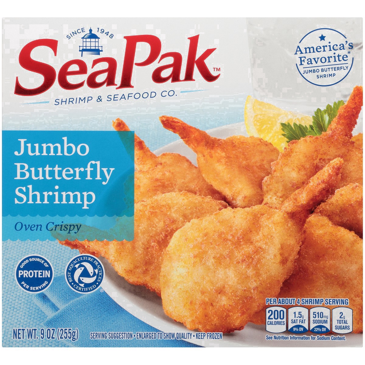 slide 52 of 59, SeaPak Shrimp and Seafood Co. Jumbo Butterfly Shrimp 9 oz. Box, 9 oz