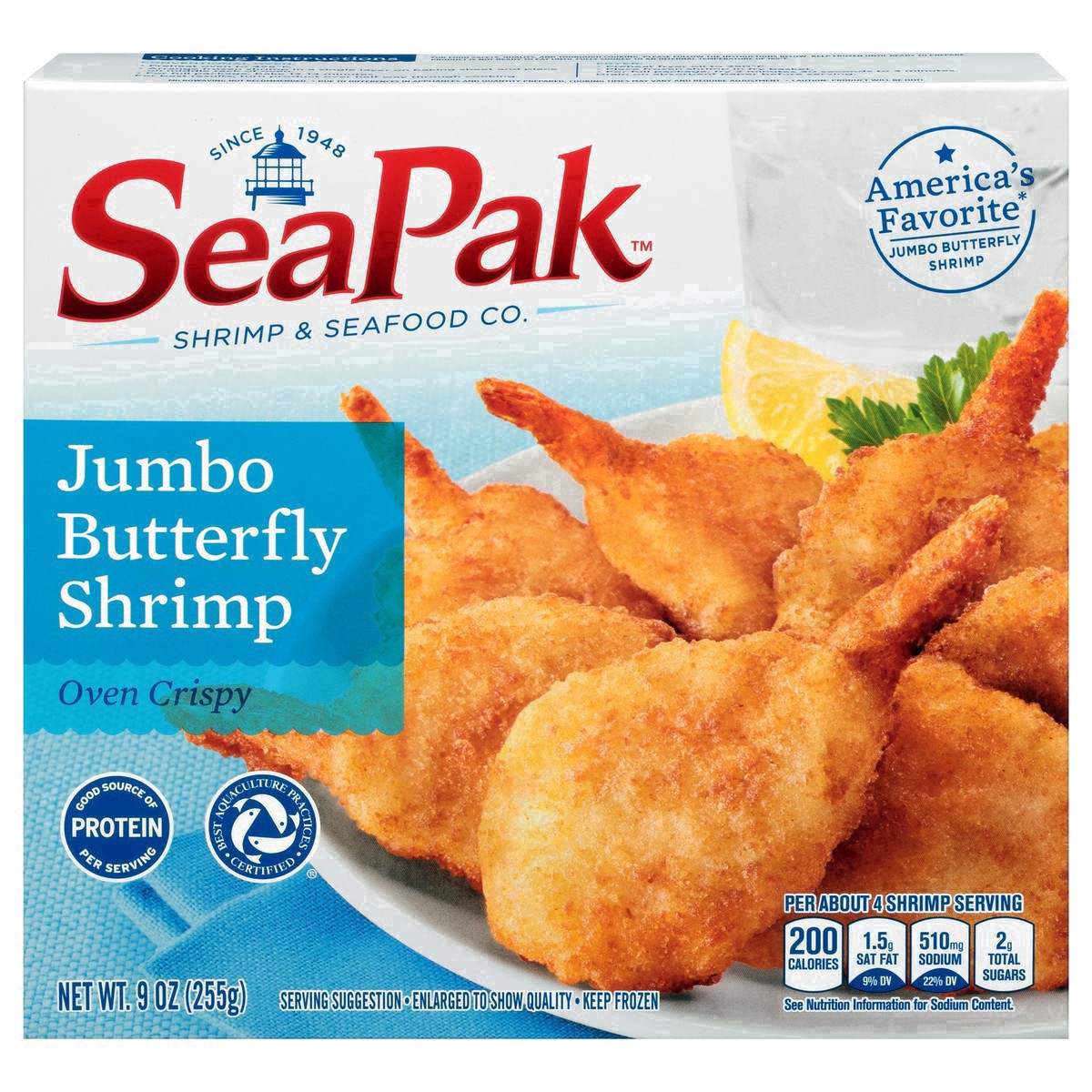 slide 27 of 59, SeaPak Shrimp and Seafood Co. Jumbo Butterfly Shrimp 9 oz. Box, 9 oz