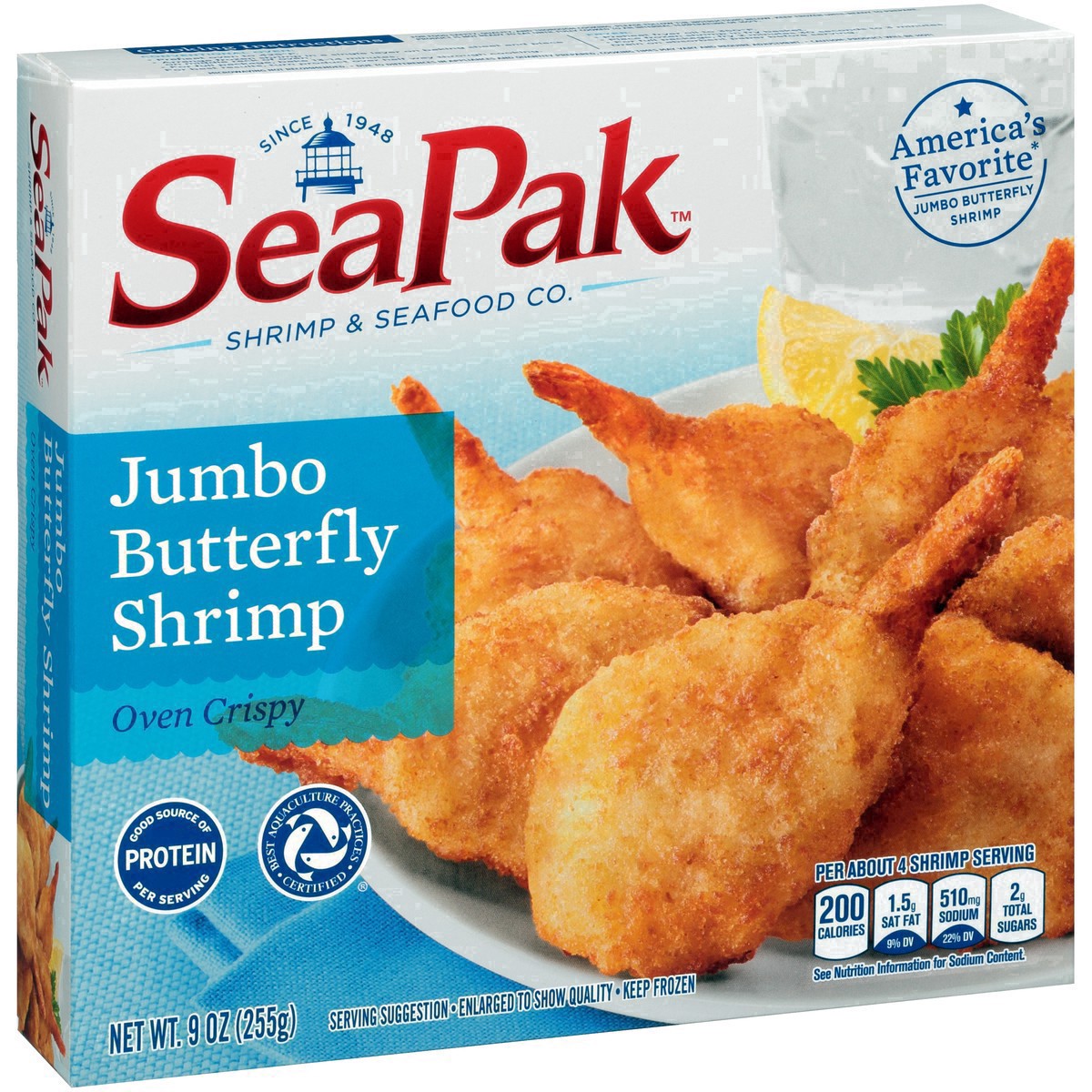 slide 11 of 59, SeaPak Shrimp and Seafood Co. Jumbo Butterfly Shrimp 9 oz. Box, 9 oz